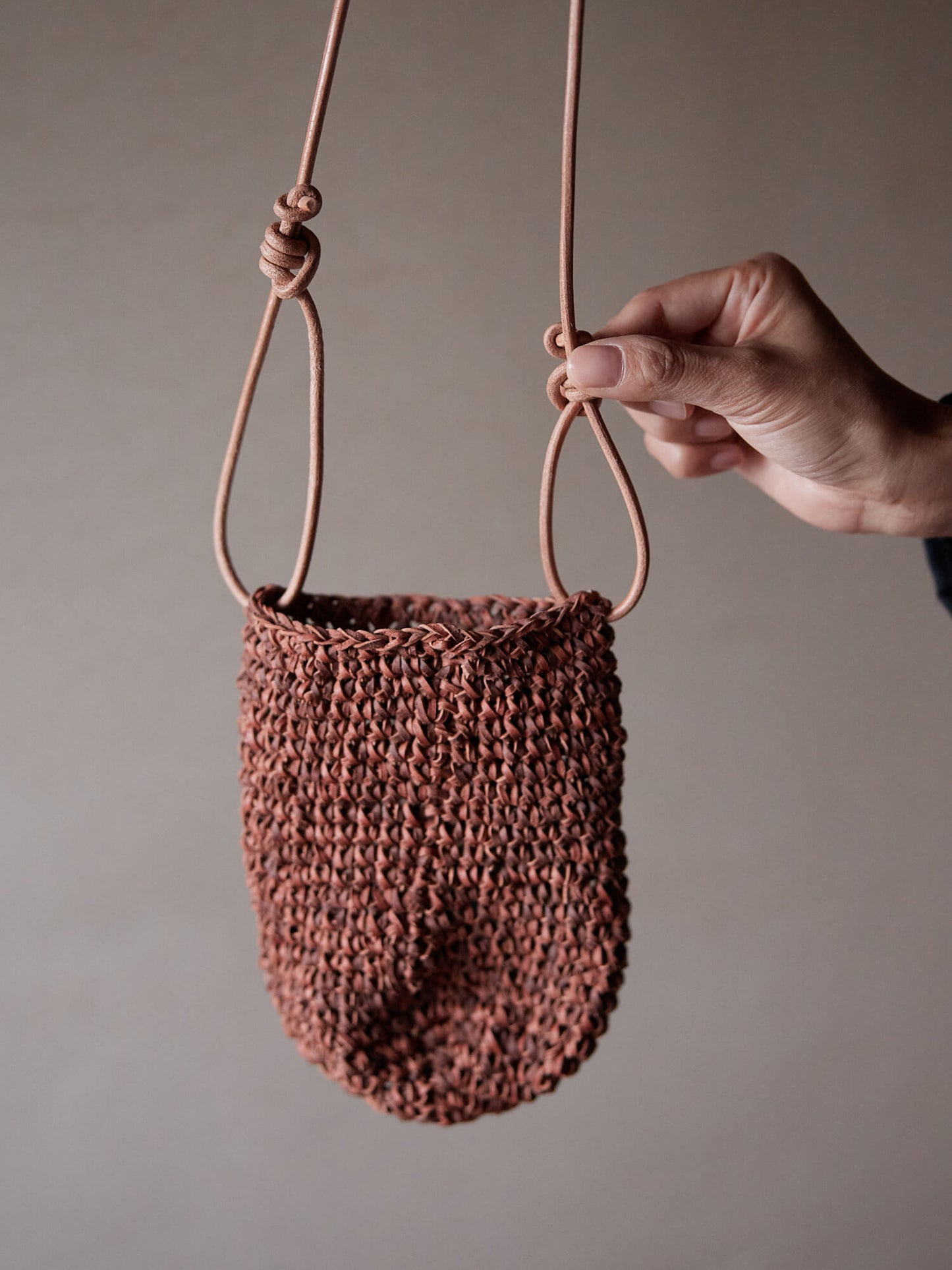 COKIA | Leather Woven Pochette (Brown)