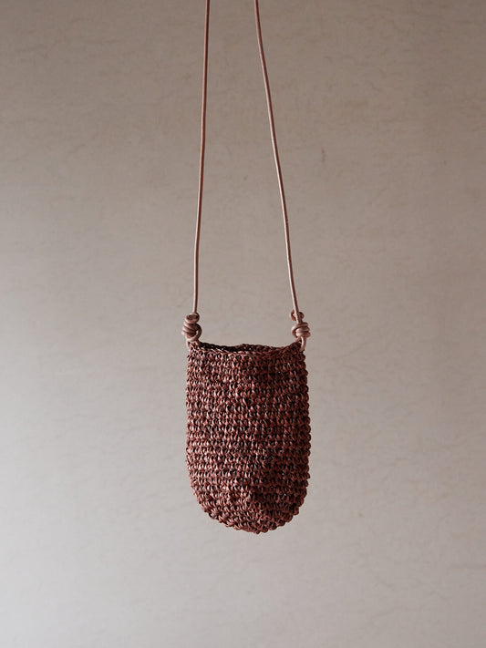 COKIA |  Leather Woven Pochette (Brown)