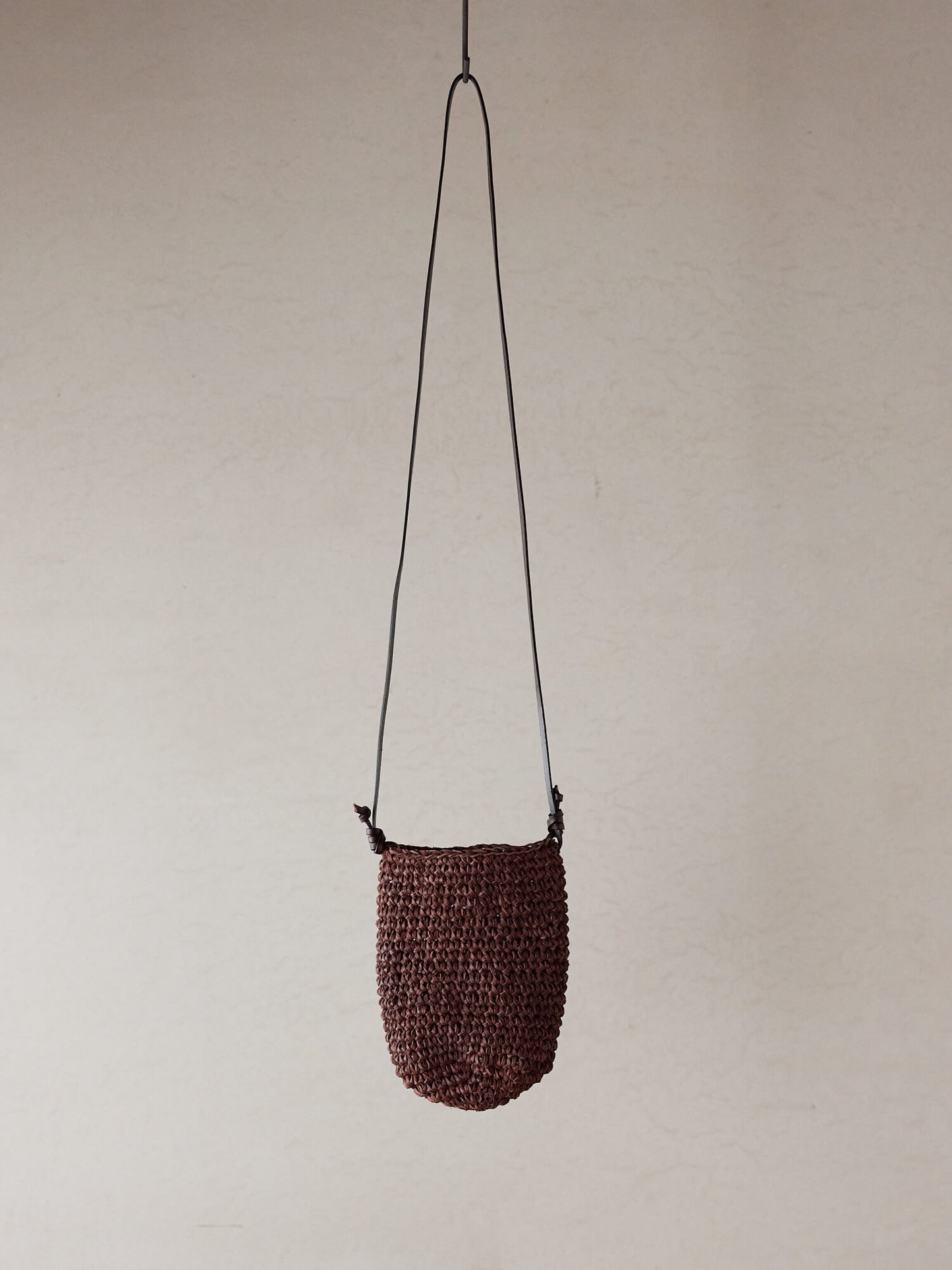 COKIA |  Leather Woven Pochette (Dark Brown)