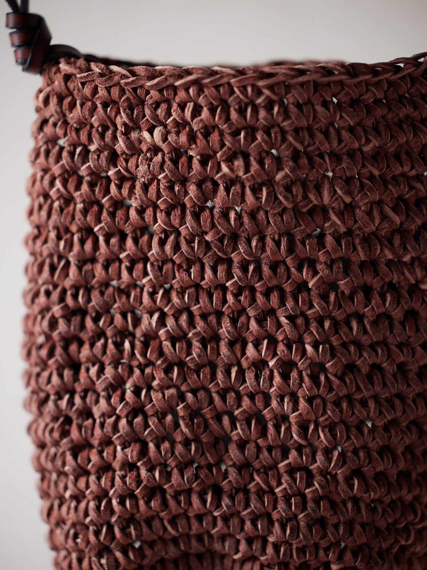 COKIA |  Leather Woven Pochette (Dark Brown)