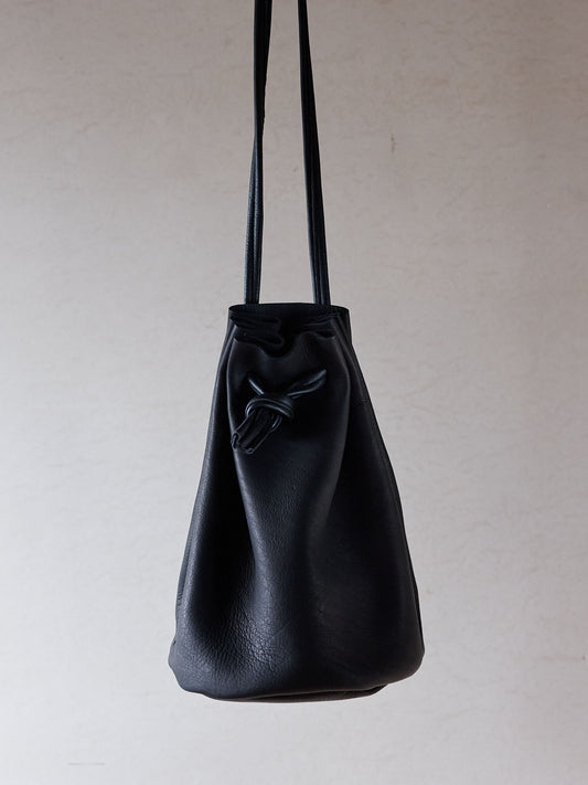 COKIA | Elk leather Kinchaku Bag (Black)
